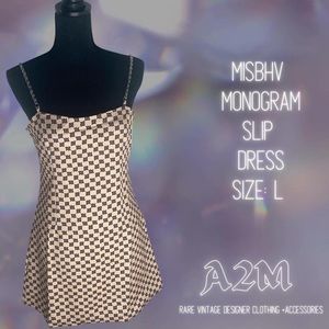 Misbhv Cream Monogram Slip Dress Size L